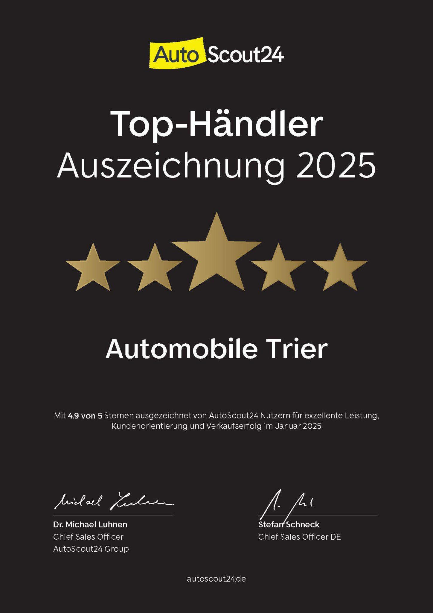 AutoScout Automobile Trier certificate 2025